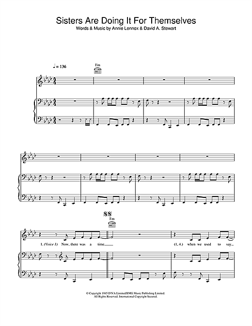 Learn to play Eurythmics Sisters Are Doing It For Themselves sheet music for Piano, Vocal & Guitar (Right-Hand Melody) in minutes. Eurythmics Sisters Are Doing It For Themselves sheet music notes and chords. Download Printable PDF.