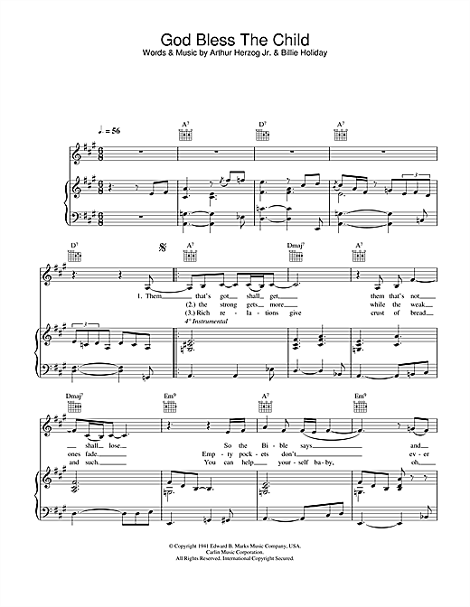 Learn to play Eva Cassidy God Bless' The Child sheet music for Piano, Vocal & Guitar in minutes. Eva Cassidy God Bless' The Child sheet music notes and chords