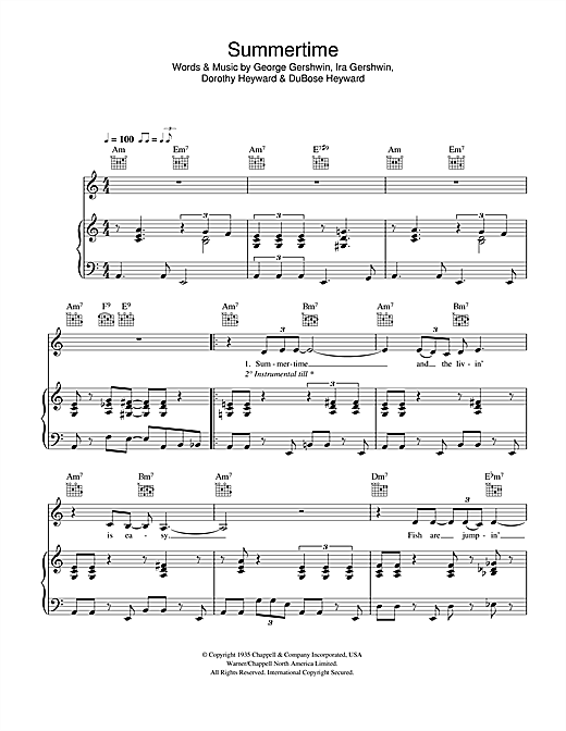 Eva Cassidy Summertime (from Porgy And Bess) sheet music notes and chords. 