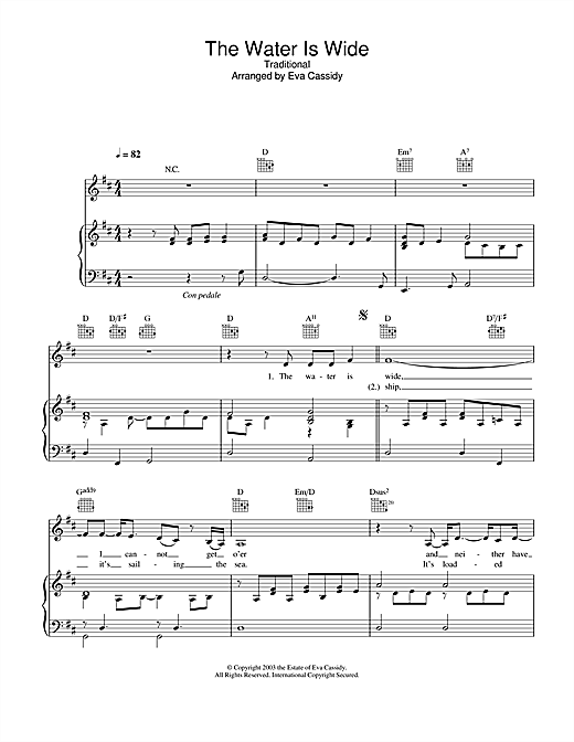Eva Cassidy The Water Is Wide Sheet Music Pdf Notes Chords Traditional Score Guitar Tab Download Printable Sku 29748