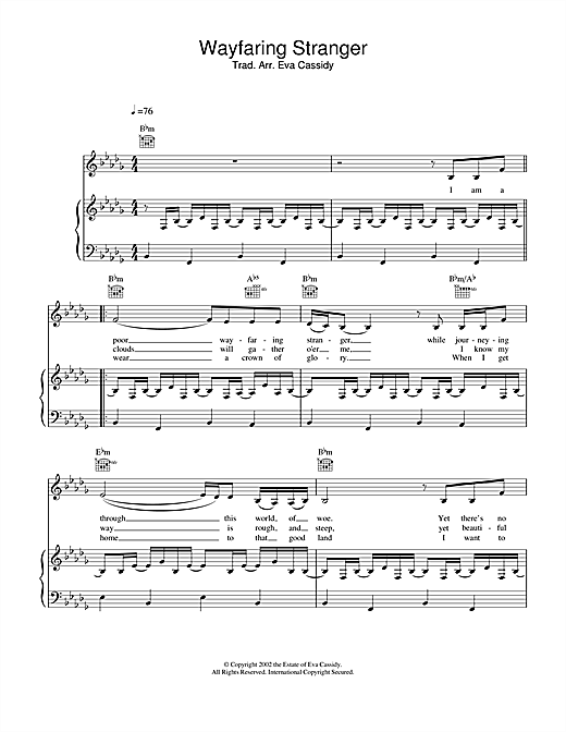 Eva Cassidy Wayfaring Stranger (no intro) sheet music notes and chords. Download Printable PDF.