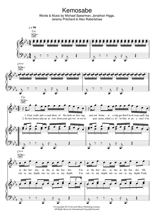 Everything Everything Kemosabe sheet music notes and chords. Download Printable PDF.