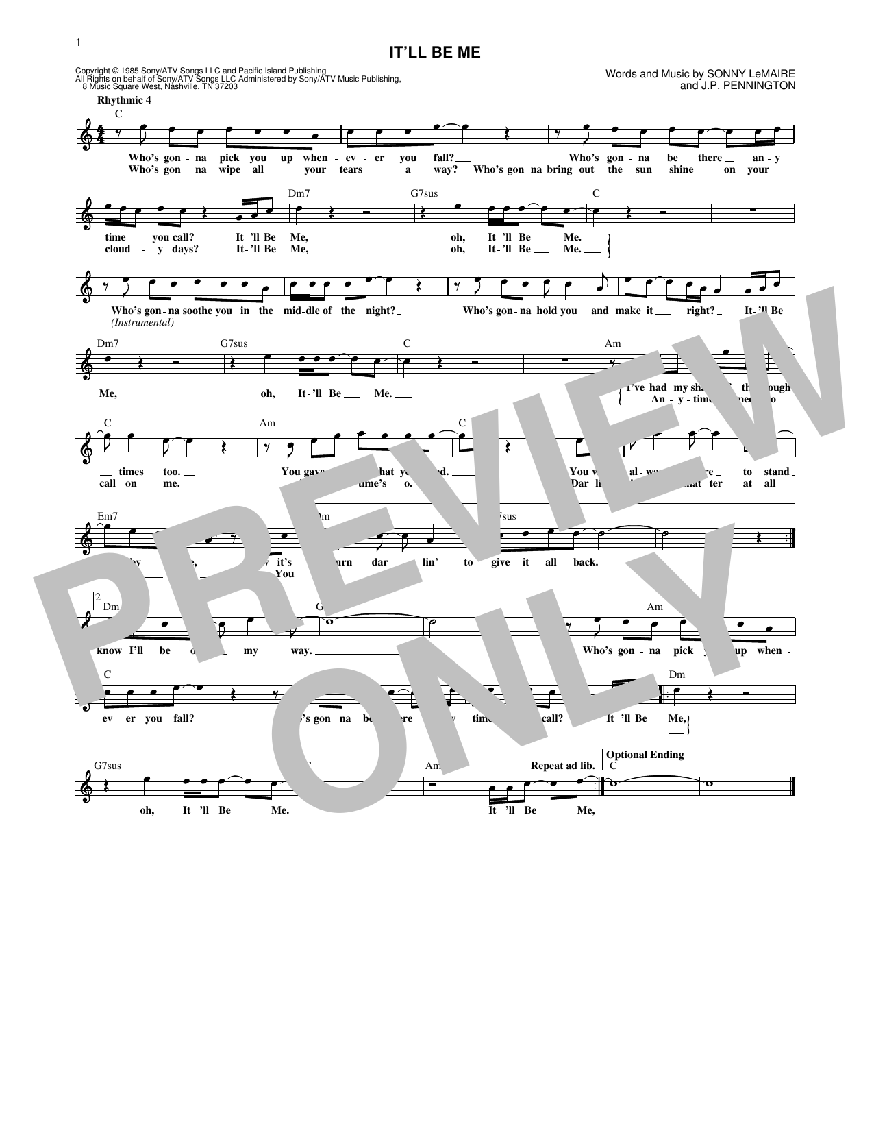 Exile It'll Be Me sheet music notes and chords. Download Printable PDF.