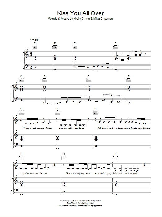 Kiss You All Over Sheet Music by Exile | Piano, Vocal &amp; Guitar ...