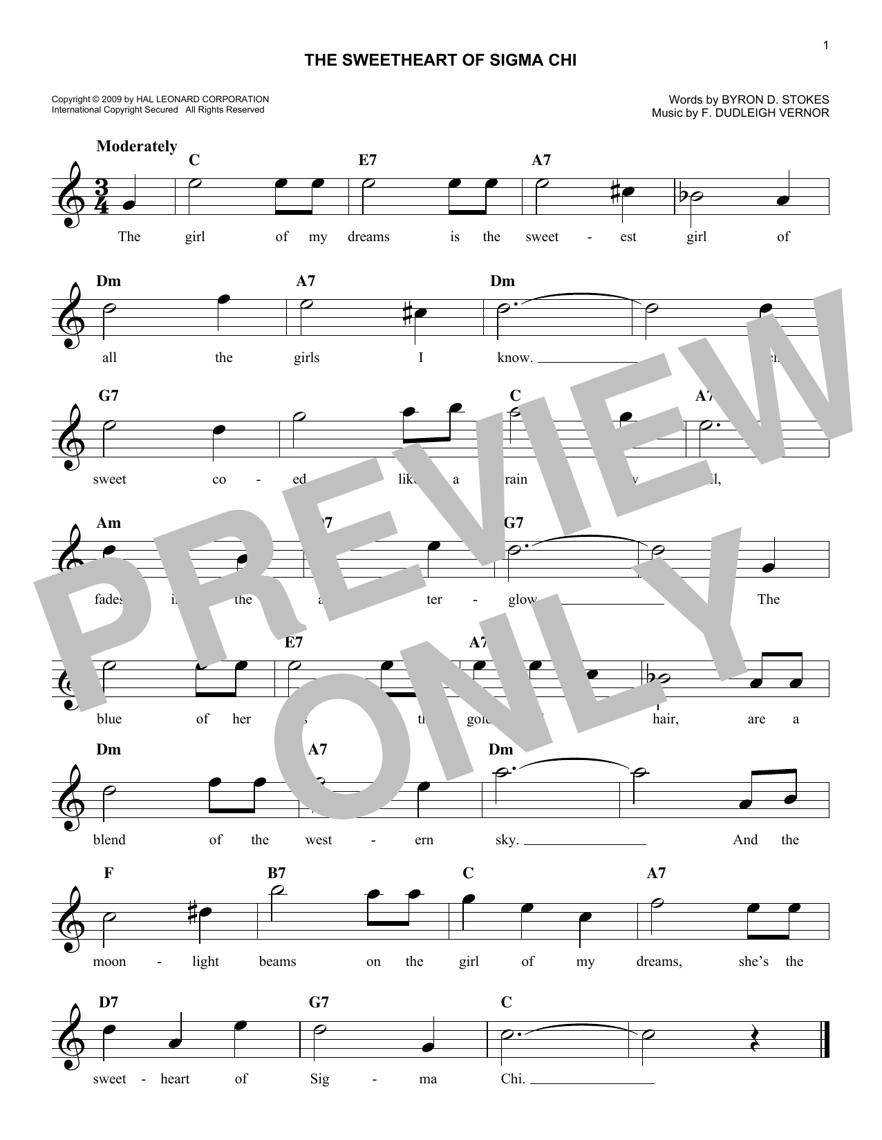 F. Dudleigh Vernor The Sweetheart Of Sigma Chi sheet music notes and chords arranged for Easy Lead Sheet / Fake Book