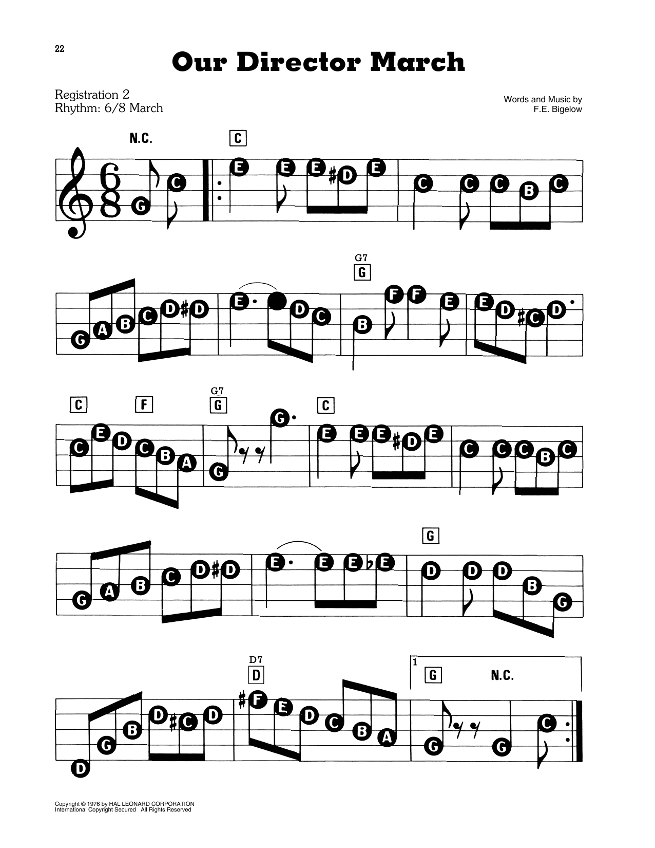 F.E. Bigelow Our Director March sheet music notes and chords. Download Printable PDF.