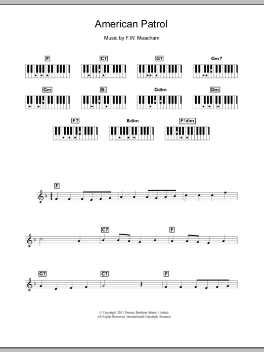 Glenn Miller American Patrol sheet music notes and chords. Download Printable PDF.