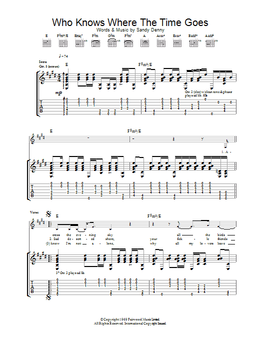 Fairport Convention Who Knows Where The Time Goes sheet music notes and chords. Download Printable PDF.