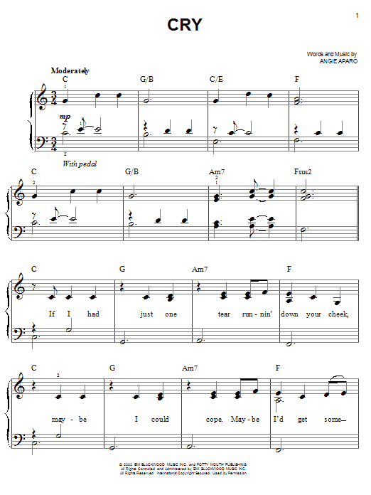 Learn to play Faith Hill Cry sheet music for Easy Piano in minutes. Price: 6.9900$ Faith Hill Cry sheet music notes and chords arranged for Easy Piano