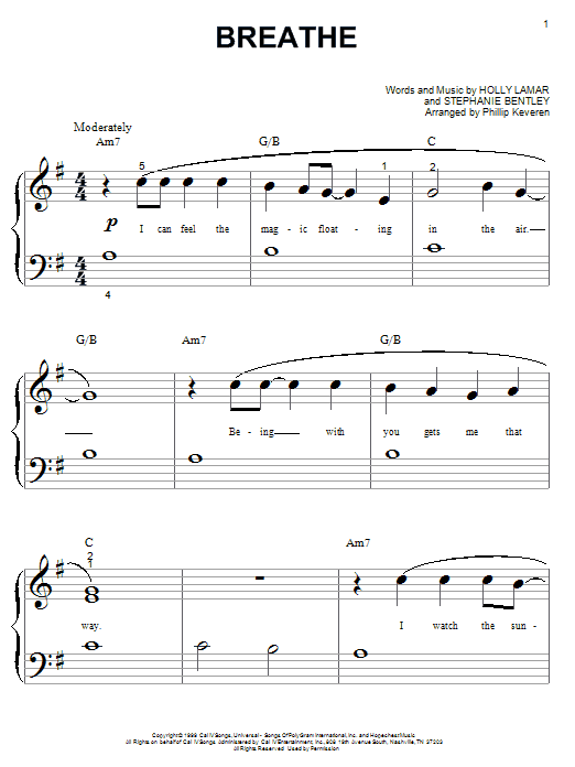 Faith Hill Breathe sheet music notes and chords. Download Printable PDF.