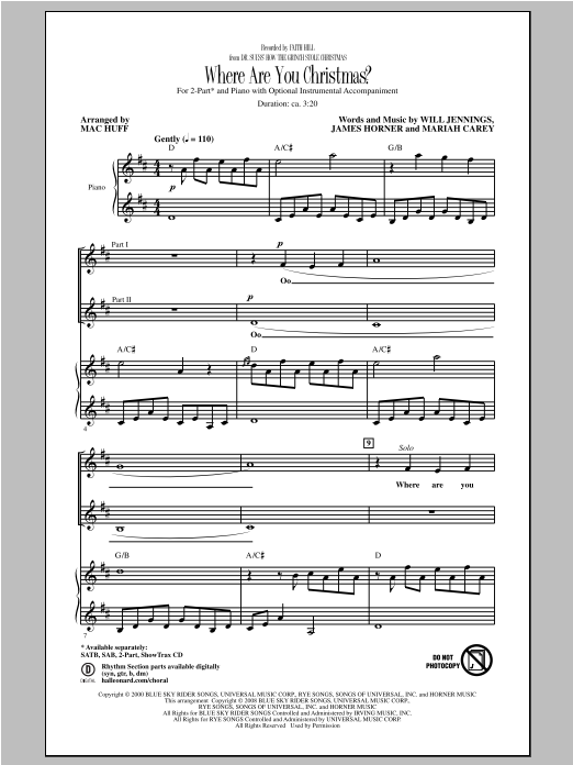 Faith Hill Where Are You Christmas? (arr. Mac Huff) (from How The Grinch Stole Christmas) sheet music notes and chords. Download Printable PDF.