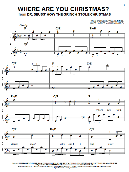 Faith Hill Where Are You Christmas? (from How The Grinch Stole Christmas) sheet music notes and chords. Download Printable PDF.