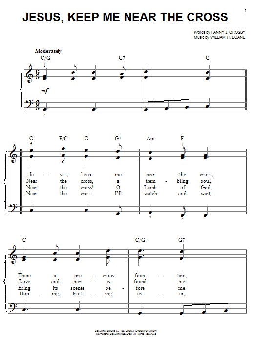 Fanny J. Crosby Jesus, Keep Me Near The Cross sheet music notes and chords. Download Printable PDF.