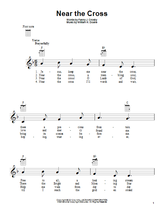 Fanny J. Crosby Near The Cross sheet music notes and chords. Download Printable PDF.