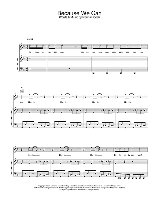 Fatboy Slim Because We Can sheet music notes and chords. Download Printable PDF.