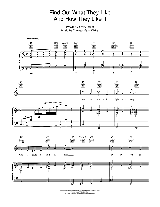 Fats Waller Find Out What They Like And How They Like It sheet music notes and chords. Download Printable PDF.