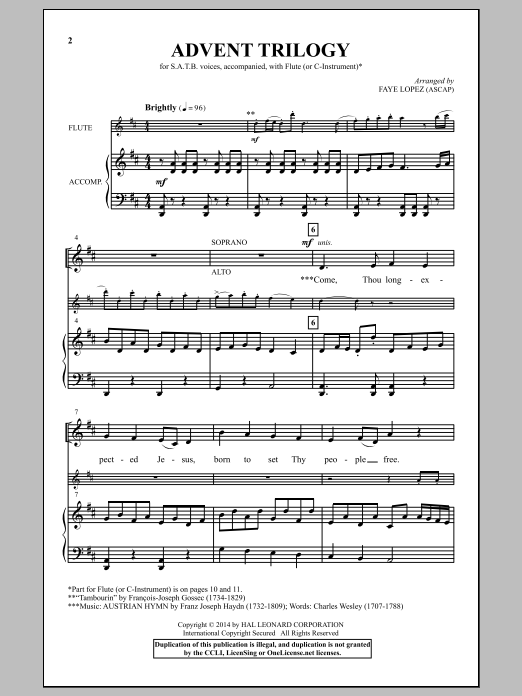 Faye Lopez Advent Trilogy sheet music notes and chords. Download Printable PDF.