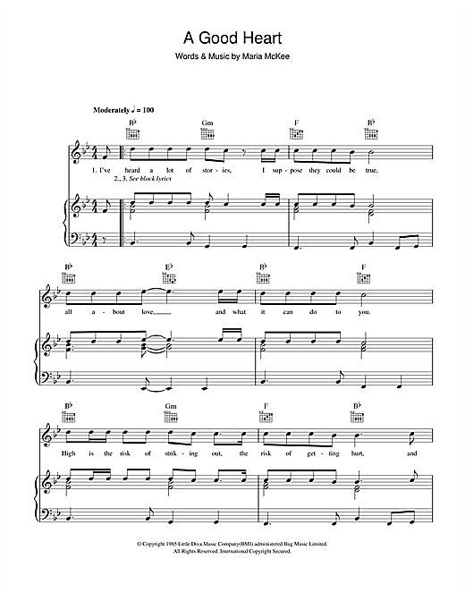 Feargal Sharkey A Good Heart sheet music notes and chords. Download Printable PDF.