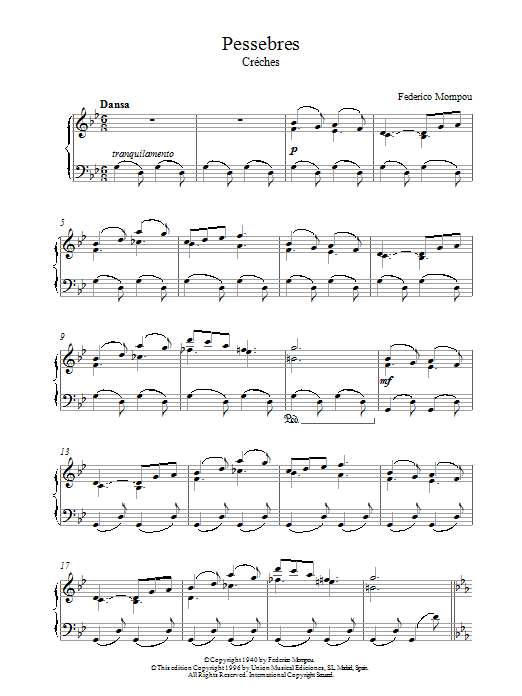 Mompou Pessebres Creches I sheet music notes and chords. Download Printable PDF.