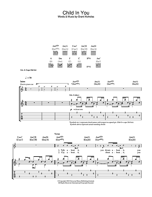 Feeder Child In You sheet music notes and chords. Download Printable PDF.