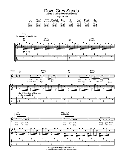 Feeder Dove Grey Sands sheet music notes and chords. Download Printable PDF.