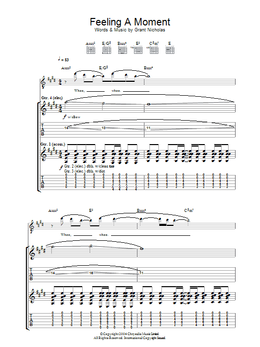 Feeder Feeling A Moment sheet music notes and chords. Download Printable PDF.