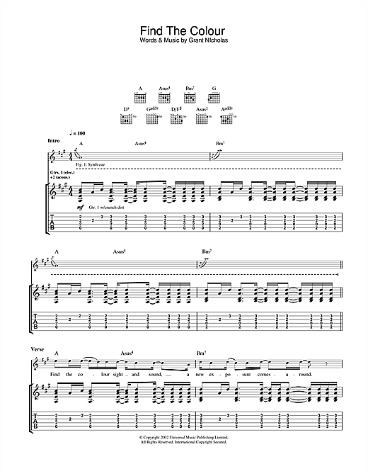 Feeder Find The Colour sheet music notes and chords. Download Printable PDF.