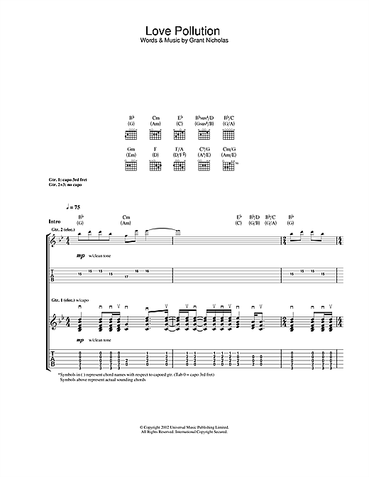 Feeder Love Pollution sheet music notes and chords. Download Printable PDF.