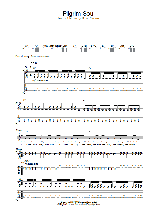 Feeder Pilgrim Soul sheet music notes and chords. Download Printable PDF.