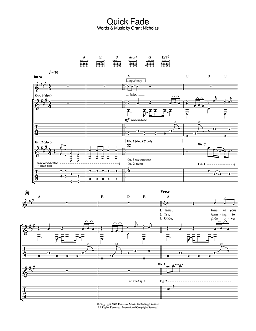 Feeder Quick Fade sheet music notes and chords. Download Printable PDF.