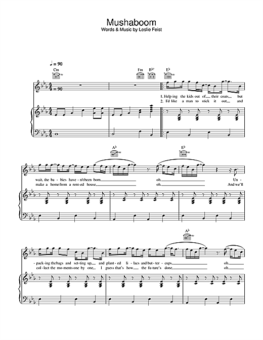 Feist Mushaboom sheet music notes and chords. Download Printable PDF.