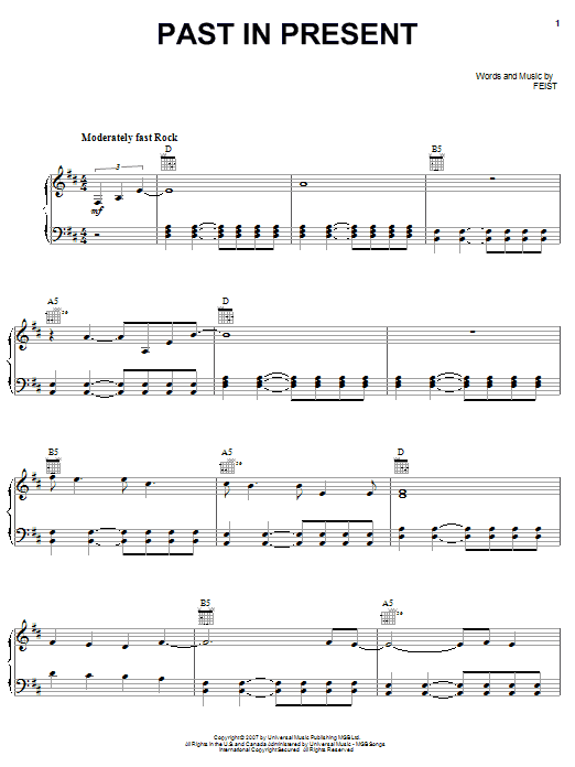 Feist Past In Present sheet music notes and chords. Download Printable PDF.