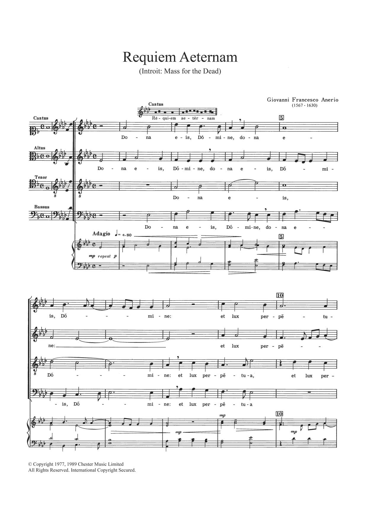 Felice Anerio Requiem Aeternam sheet music notes and chords. Download Printable PDF.