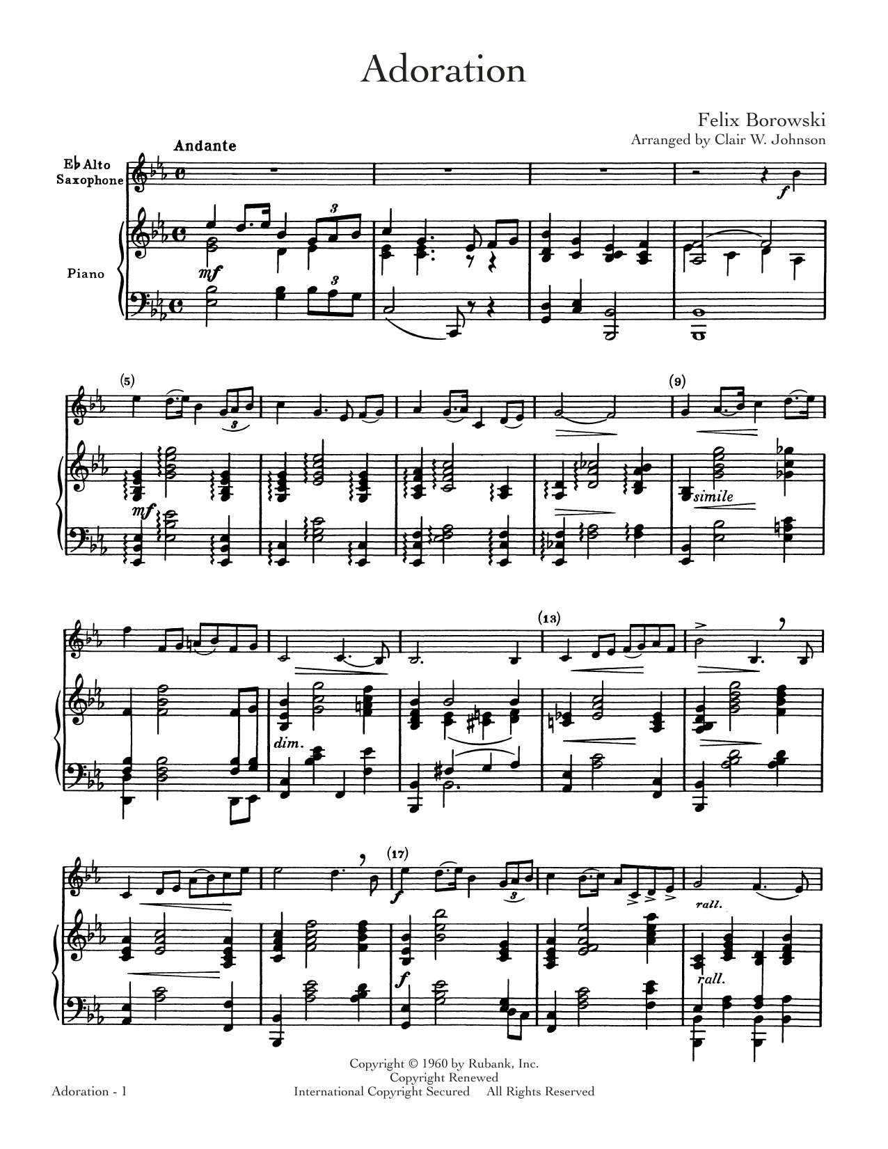 Felix Borowski Adoration sheet music notes and chords. Download Printable PDF.