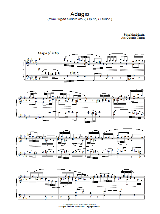 Felix Mendelssohn Adagio From Organ Sonata No.2, Op. 65 sheet music notes and chords. Download Printable PDF.