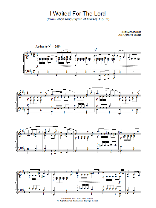 Felix Mendelssohn I Waited For The Lord sheet music notes and chords. Download Printable PDF.