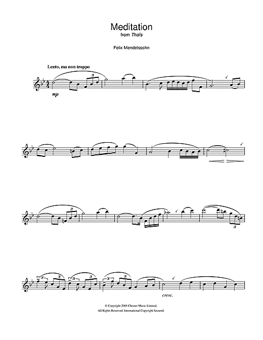 Learn to play Felix Mendelssohn Meditation From Thais sheet music for Flute Solo in minutes. Felix Mendelssohn Meditation From Thais sheet music notes and chords. Download Printable PDF.