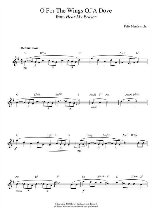 Felix Mendelssohn O For The Wings Of A Dove sheet music notes and chords. Download Printable PDF.