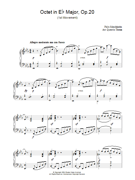 Felix Mendelssohn Octet in E Flat Major, Op.20 sheet music notes and chords. Download Printable PDF.