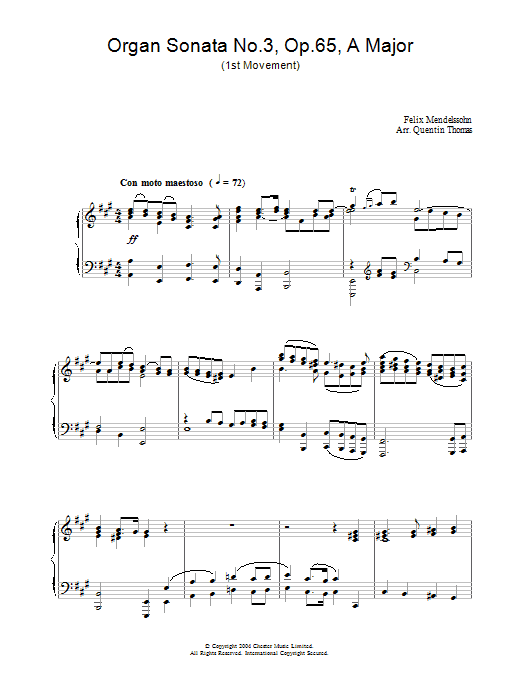 Felix Mendelssohn Organ Sonata No.3, Op.65, A Major sheet music notes and chords. Download Printable PDF.