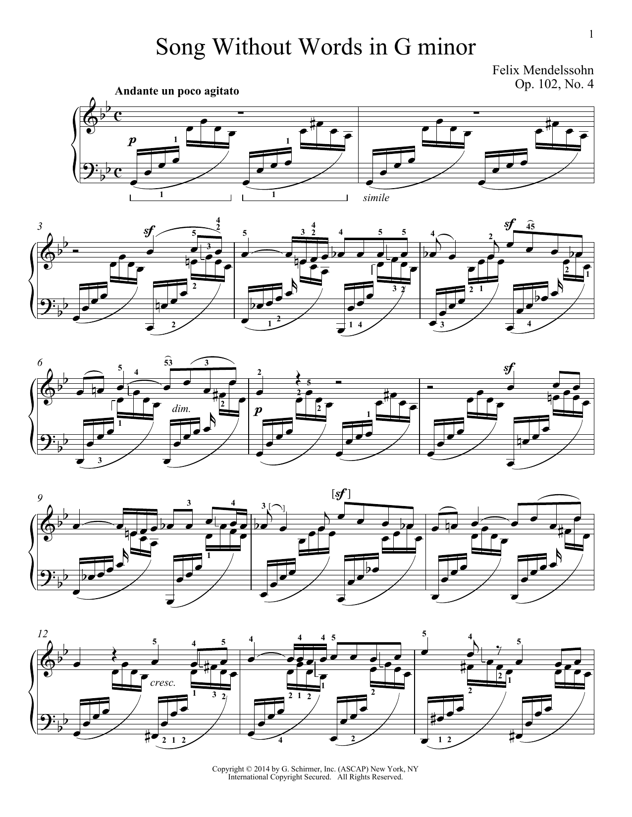 Learn to play Immanuela Gruenberg Song Without Words In G Minor, Op. 102, No. 4 sheet music for Piano Solo in minutes. Immanuela Gruenberg Song Without Words In G Minor, Op. 102, No. 4 sheet music notes and chords. Download Printable PDF.