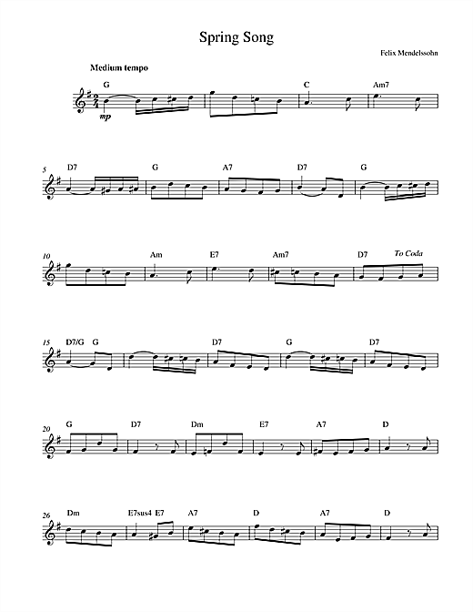 Learn to play Felix Mendelssohn Spring Song, from Songs Without Words, Op.62 sheet music for Piano Solo in minutes. Felix Mendelssohn Spring Song, from Songs Without Words, Op.62 sheet music notes and chords. Download Printable PDF.