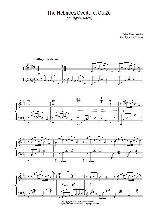 Felix Mendelssohn The Hebrides Overture, Op.26 sheet music notes and chords. Download Printable PDF.