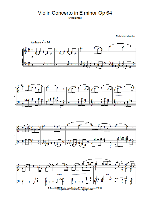 Felix Mendelssohn "Violin Concerto in E minor Op 64" Music PDF Notes, | Classical Score Solo Download Printable. SKU: 25053