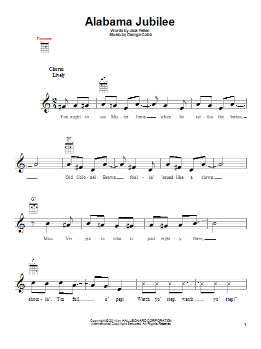 Ferco String Band Alabama Jubilee sheet music notes and chords. Download Printable PDF.