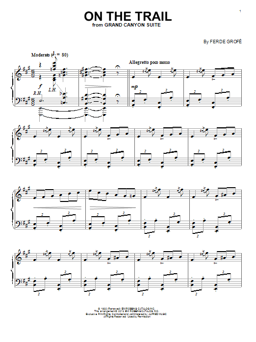 Learn to play Ferde Grofe On The Trail sheet music for Piano Solo in minutes. Price: 6.9900$ Ferde Grofe On The Trail sheet music notes and chords. Download Printable PDF.