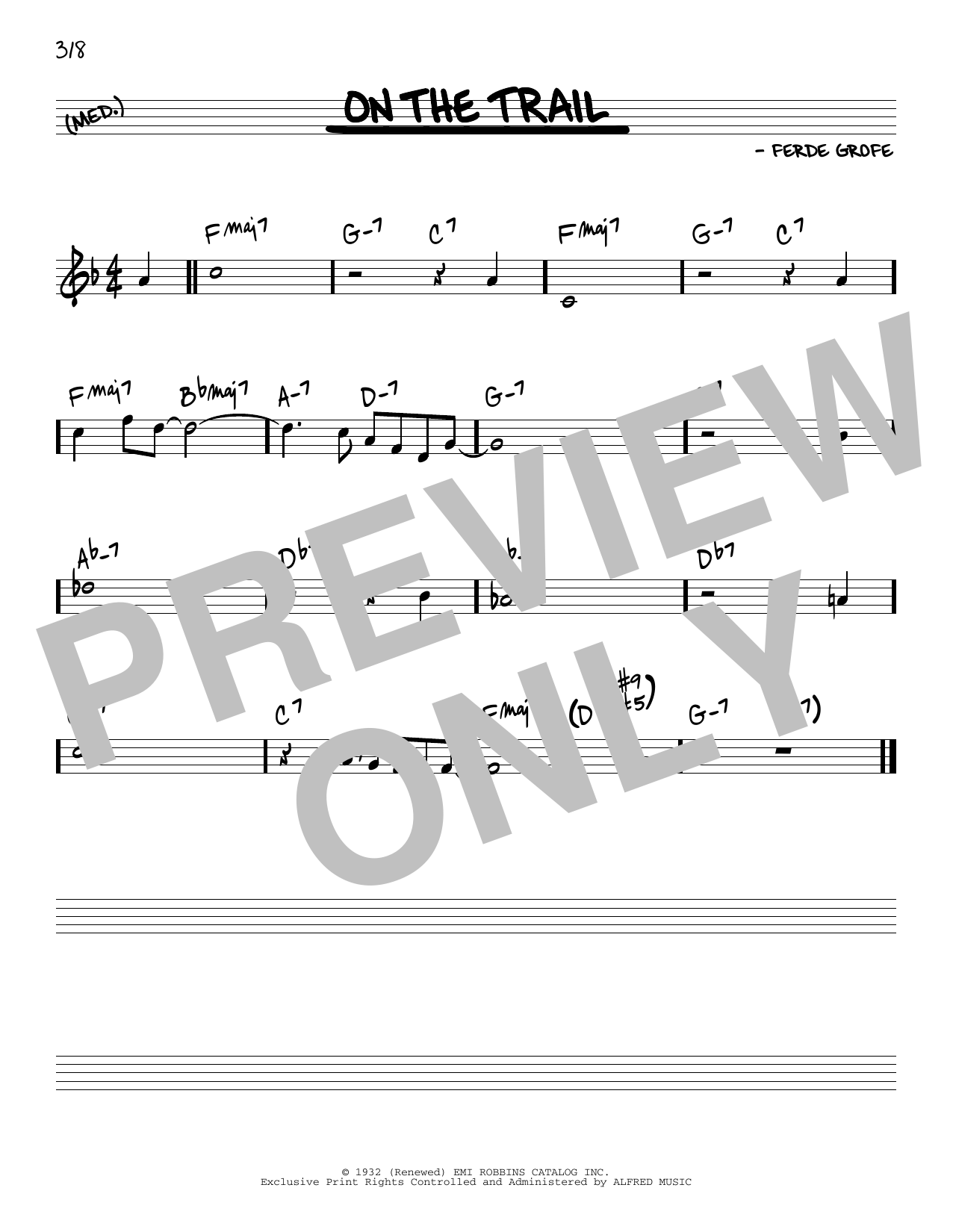 Learn to play Ferde Grofe On The Trail sheet music for Piano Solo in minutes. Ferde Grofe On The Trail sheet music notes and chords. Download Printable PDF.