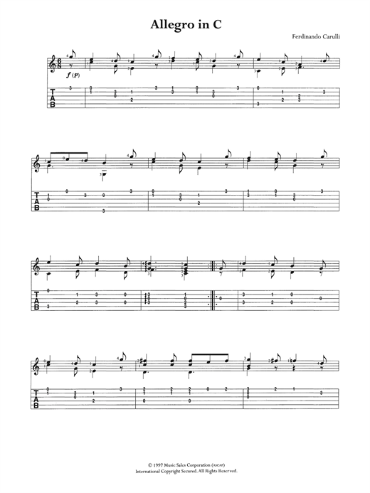 Ferdinando Carulli Allegro In C sheet music notes and chords. Download Printable PDF.