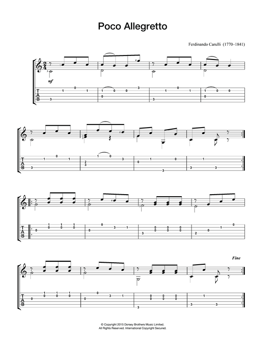 Ferdinando Carulli Poco Allegretto sheet music notes and chords. Download Printable PDF.