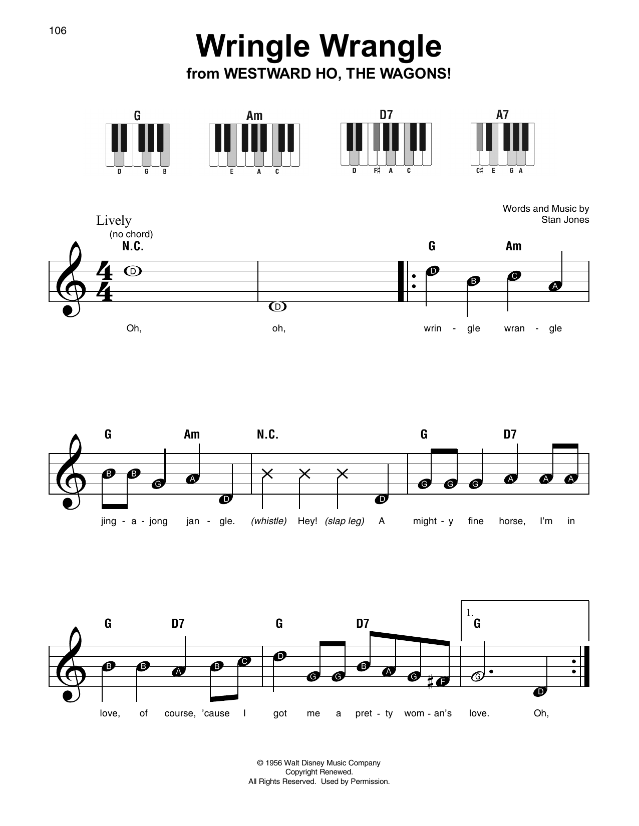 Stan Jones Wringle Wrangle sheet music notes and chords. Download Printable PDF.